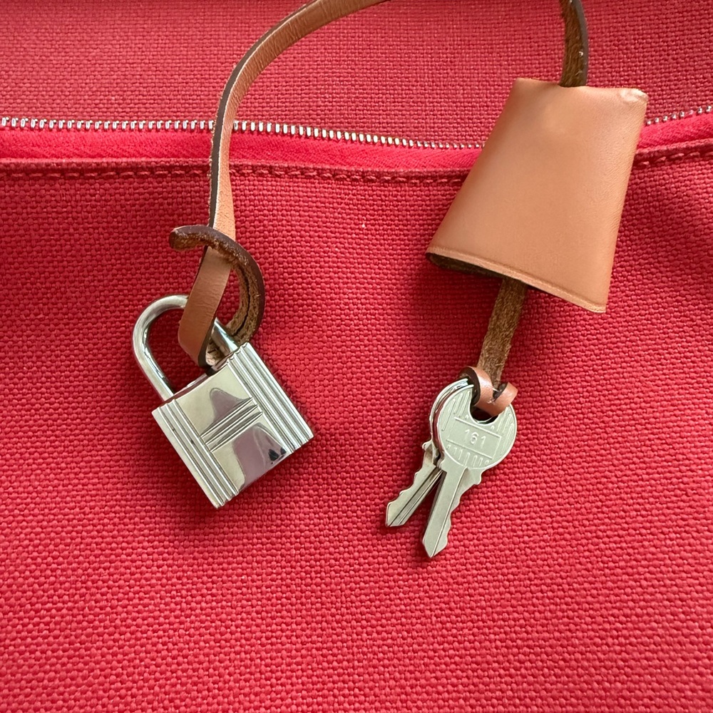 🧡2X HP🧡 Hermes Red/Orange Canvas Herbag SKU #883269 (Gently Used) - Picture 14 of 16